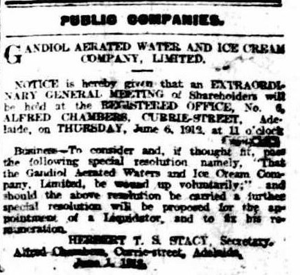 Notice Winding Up Gandiol Adelaide 1912