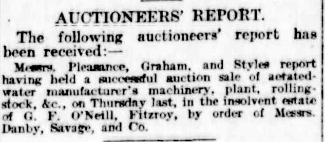 Auctioneers Report Sale O'Neill Fitzroy Estate