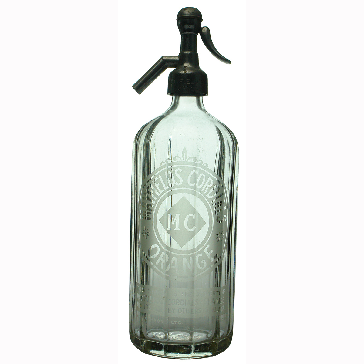Soda Syphon. Mayfields Cordials, Orange. (New South Wales)