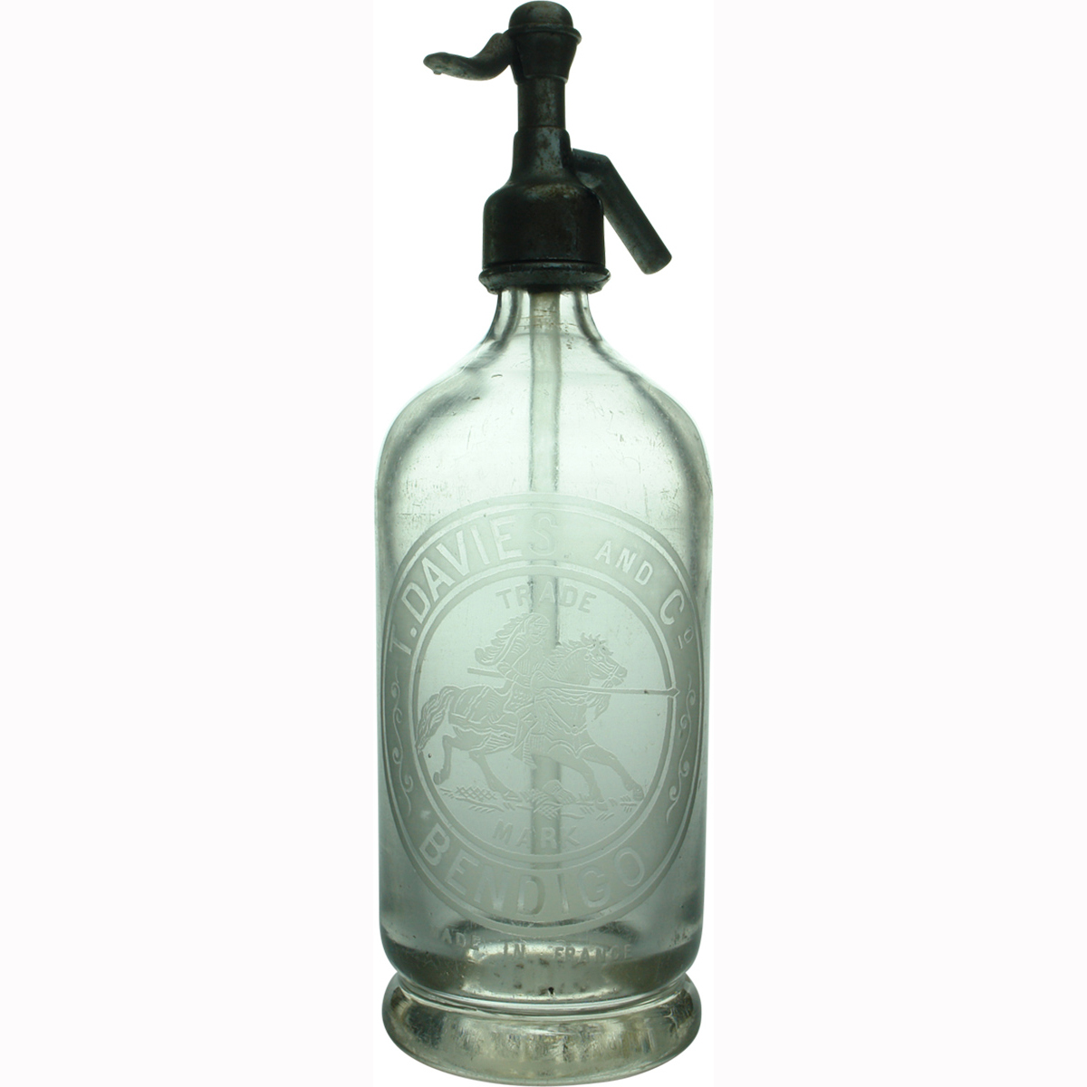 Soda Syphon. T. Davies, Bendigo. Knight on Horseback. (Victoria)
