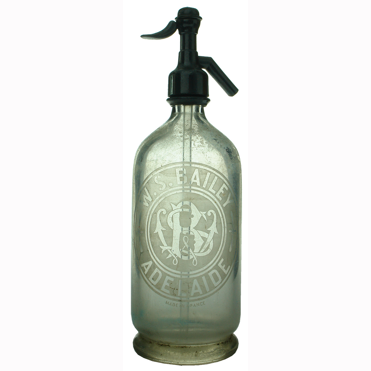 Soda Syphon. W. S. Bailey, Adelaide. French made. (South Australia)