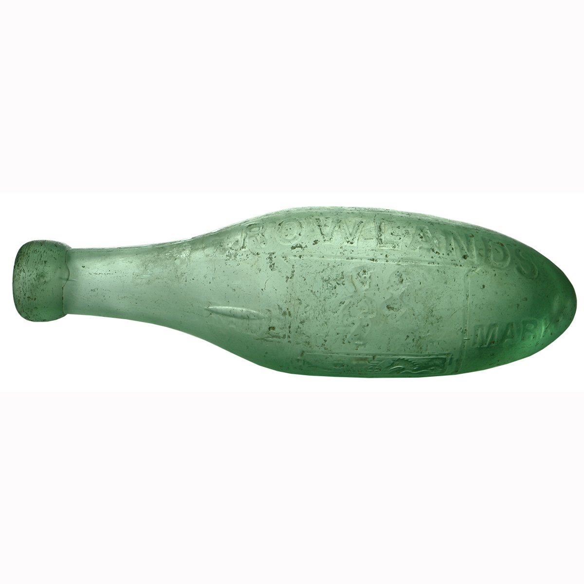 Torpedo. Rowlands, late Rowlands & Lewis, Ballarat & Melbourne. Miner & Farmer. Sideways embossing. (Victoria)