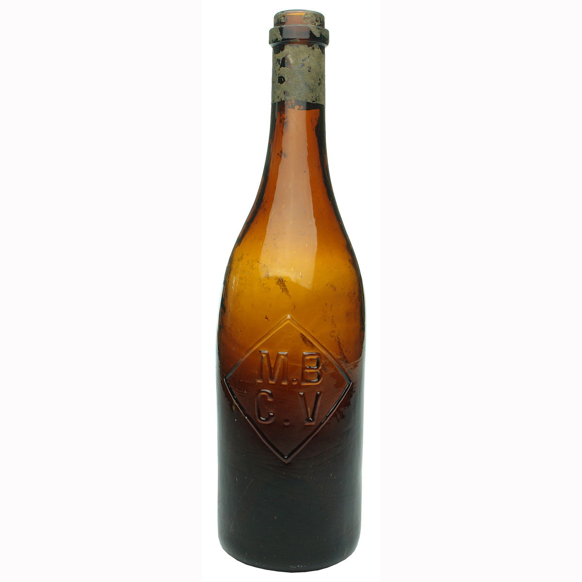 Beer. MBCV in Diamond. Amber. Ring Seal. Manufacturers Bottle Co of Victoria. (Victoria)