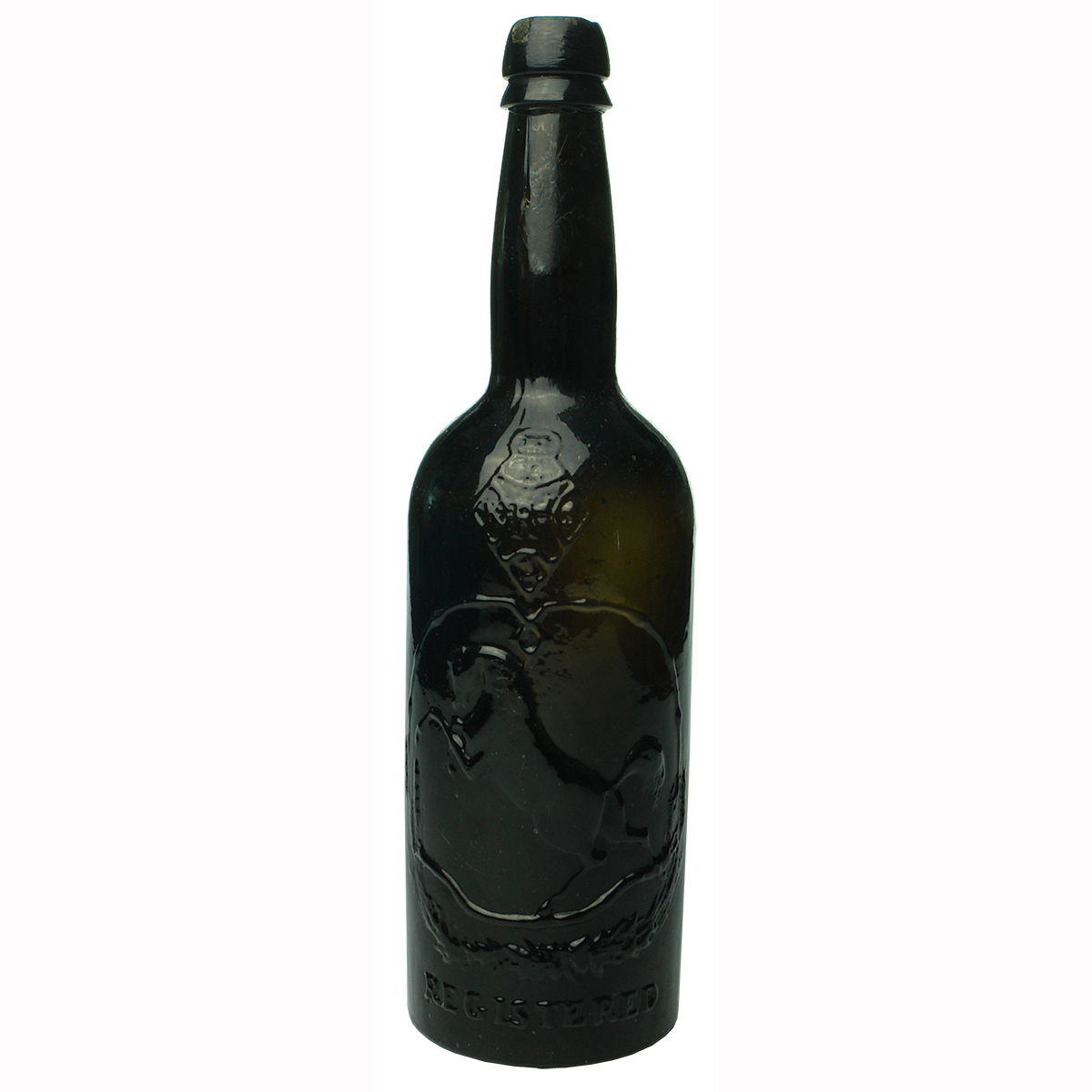 Beer. Black Horse Ale. British Registration Diamond. Tall shape.