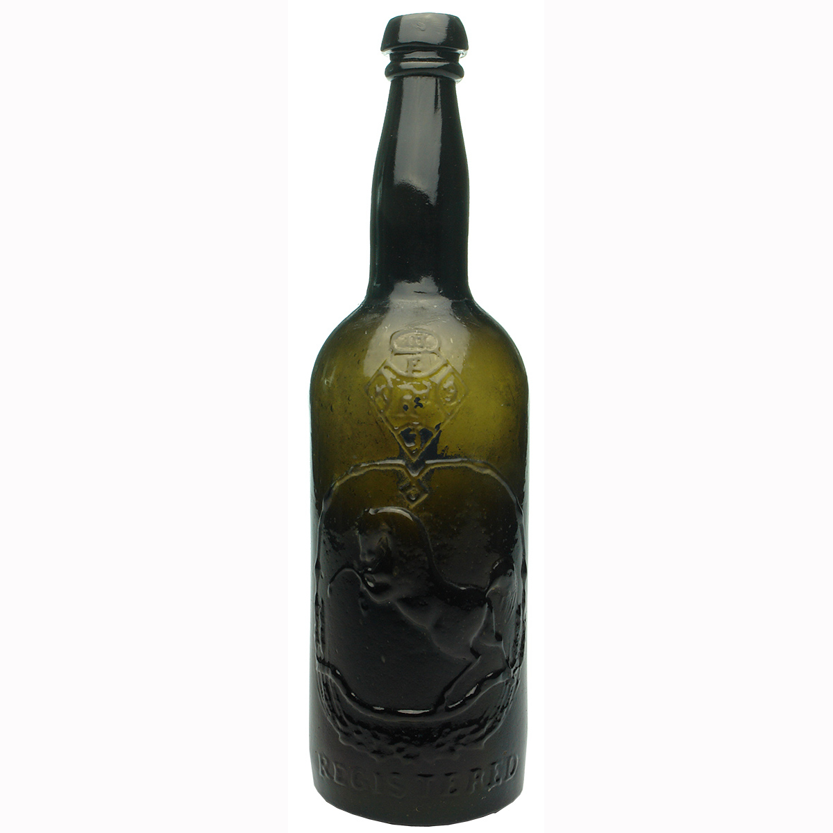 Beer. Black Horse Ale. British Registration Diamond. Tall Shape. Repaired.