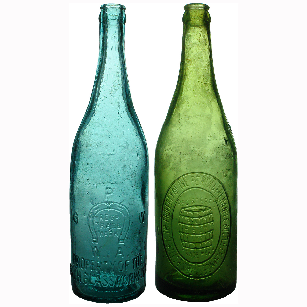 2 Perth Crown Seal Beers: Perth Glass Works and Perth & Fremantle Bottle Exchange, BECO. (Western Australia)