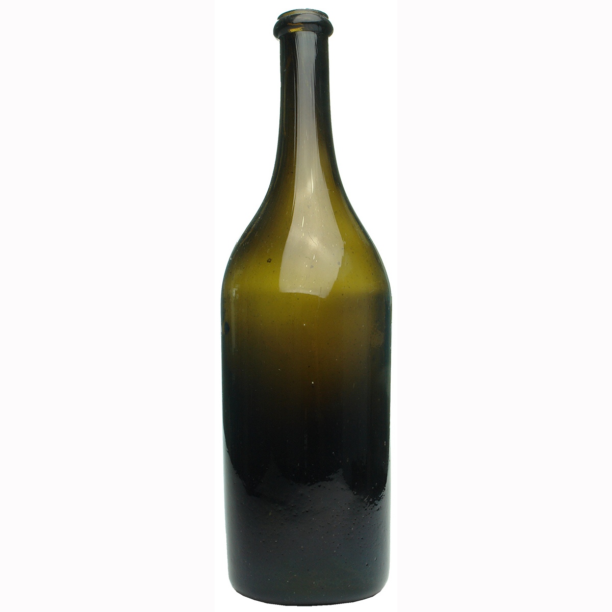 Black Glass Calvados or Absinthe bottle. European black glass.