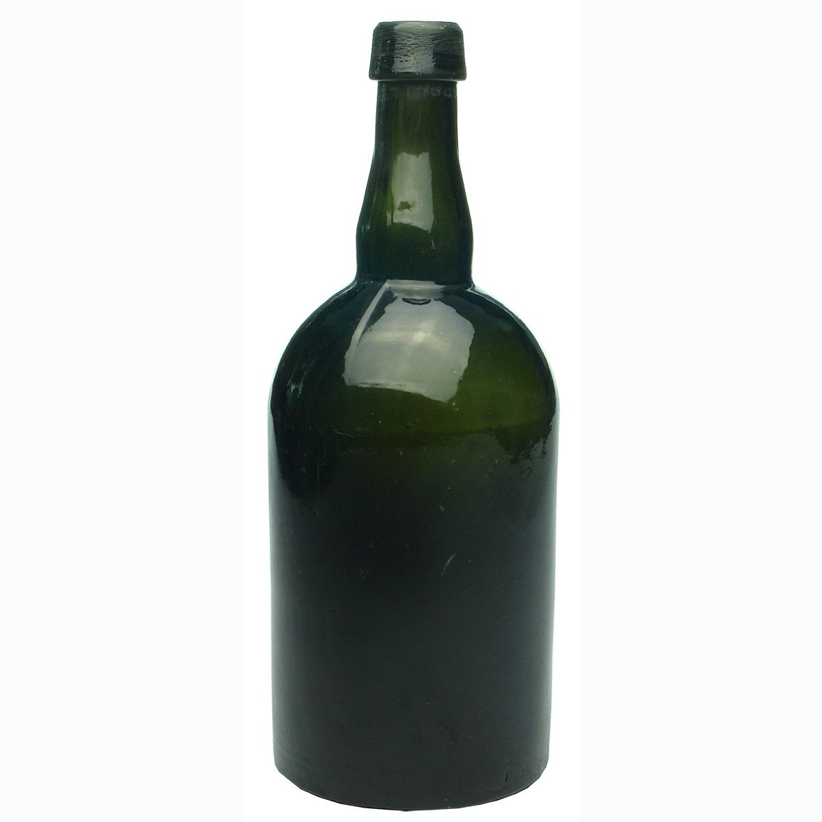 Black Glass. Thick & Thin necked bottle.