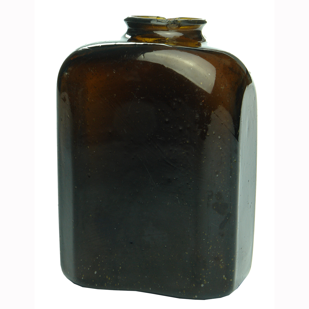 Black Glass. Snuff Jar. Sharp Lip. Pontil scar to base.