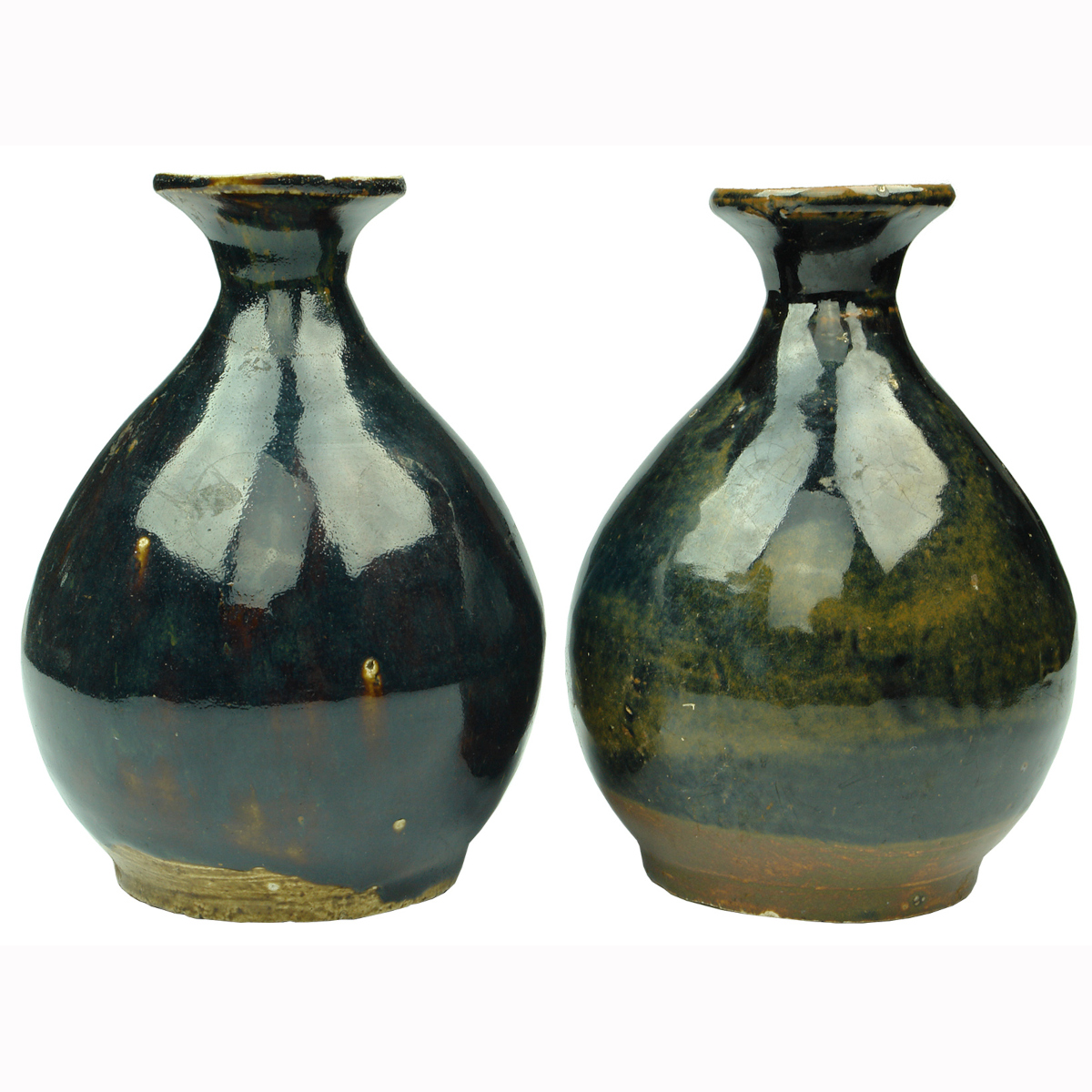 2 Chinese Tiger Whisky, Rice Wine Containers.
