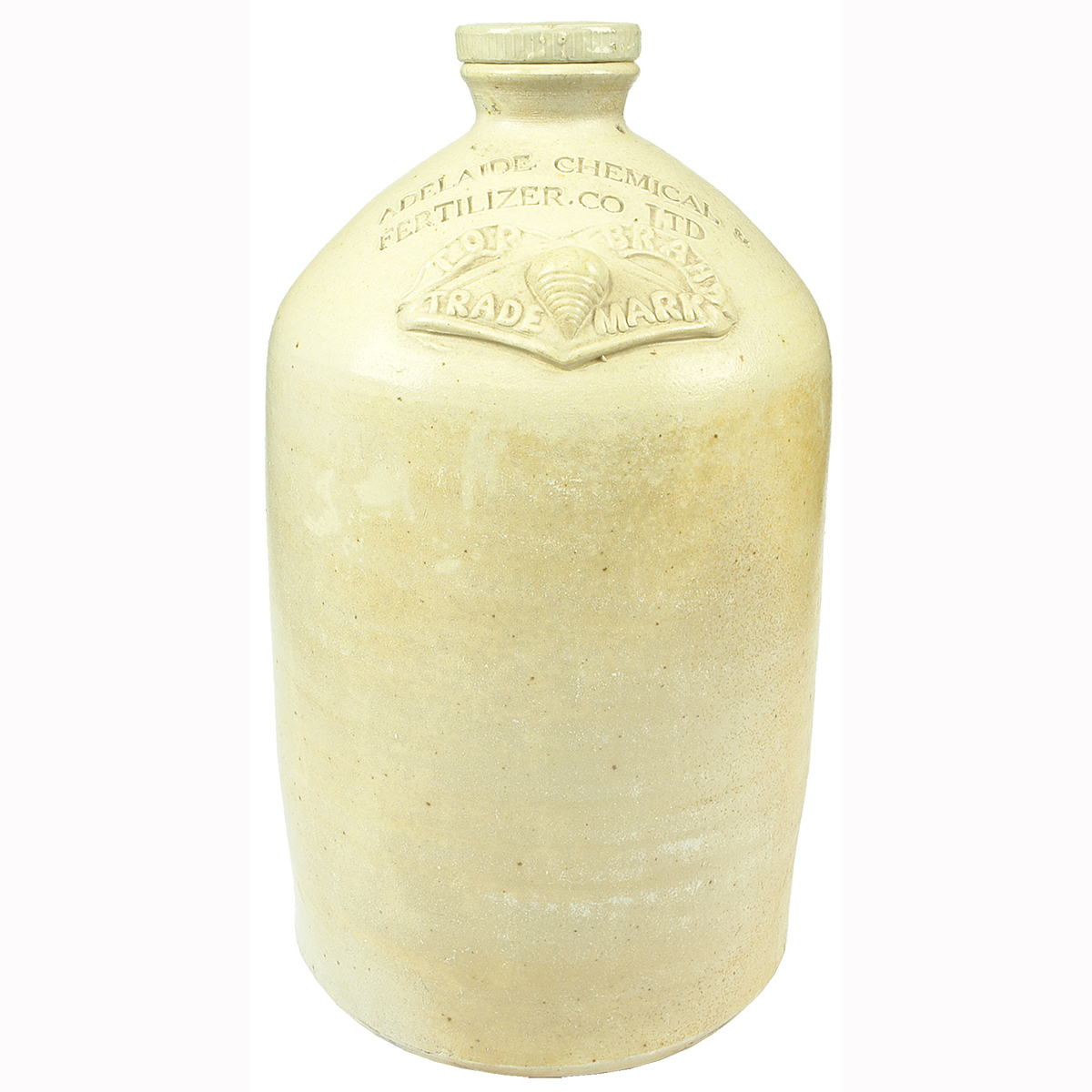 Demijohn. Top Brand. Adelaide Chemical & Fertilizer Co Ltd. Salt Glaze. 2 Gallon. (South Australia)