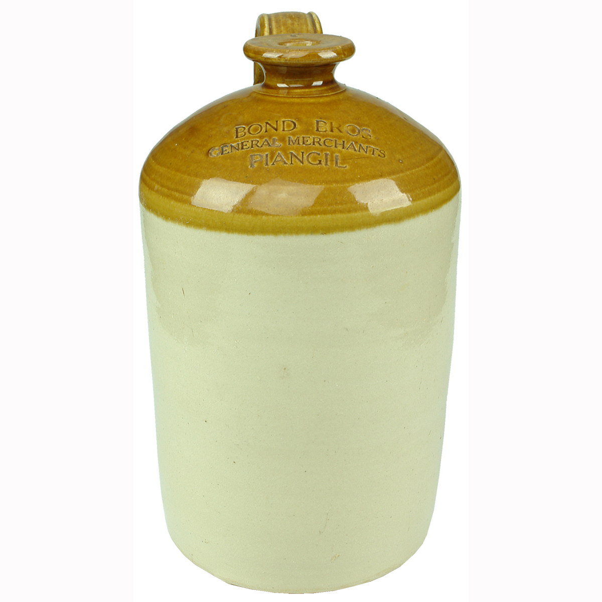 Demijohn. Bond Bros, Piangil. Impressed. Bendigo Pottery. 1 Gallon. (Victoria)