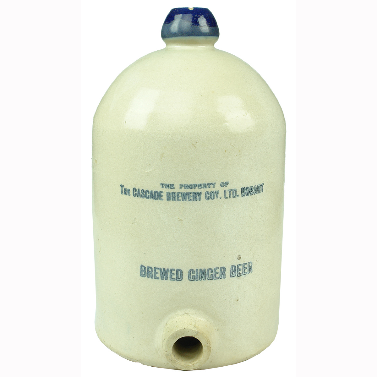 Demijohn. Cascade Brewery Co Ltd Hobart. Brewed Ginger Beer. Blue Lip. 1 Gallon. (Tasmania)