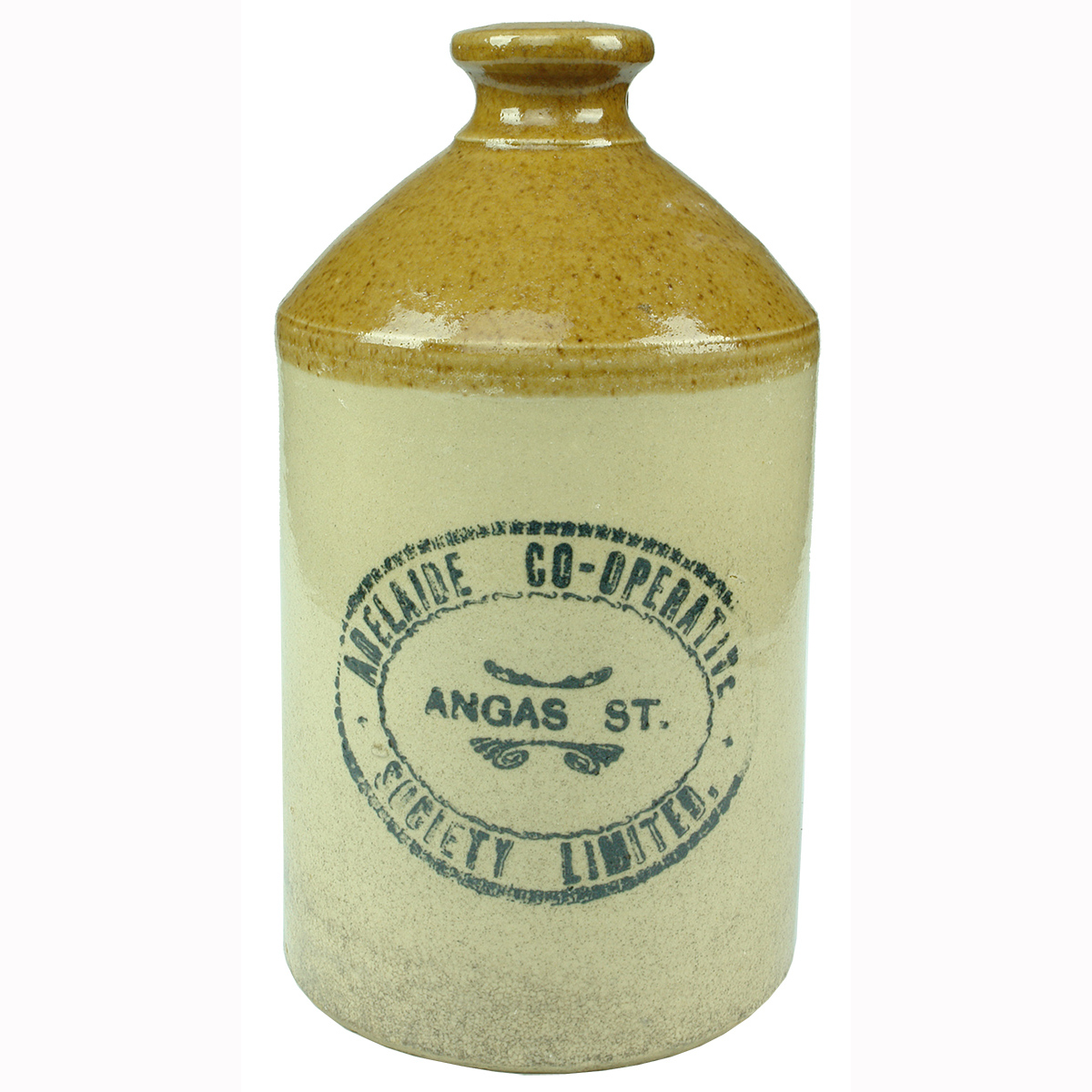 Demijohn. Adelaide Co-operative Society Ltd, Angas St. Half Gallon. (South Australia)