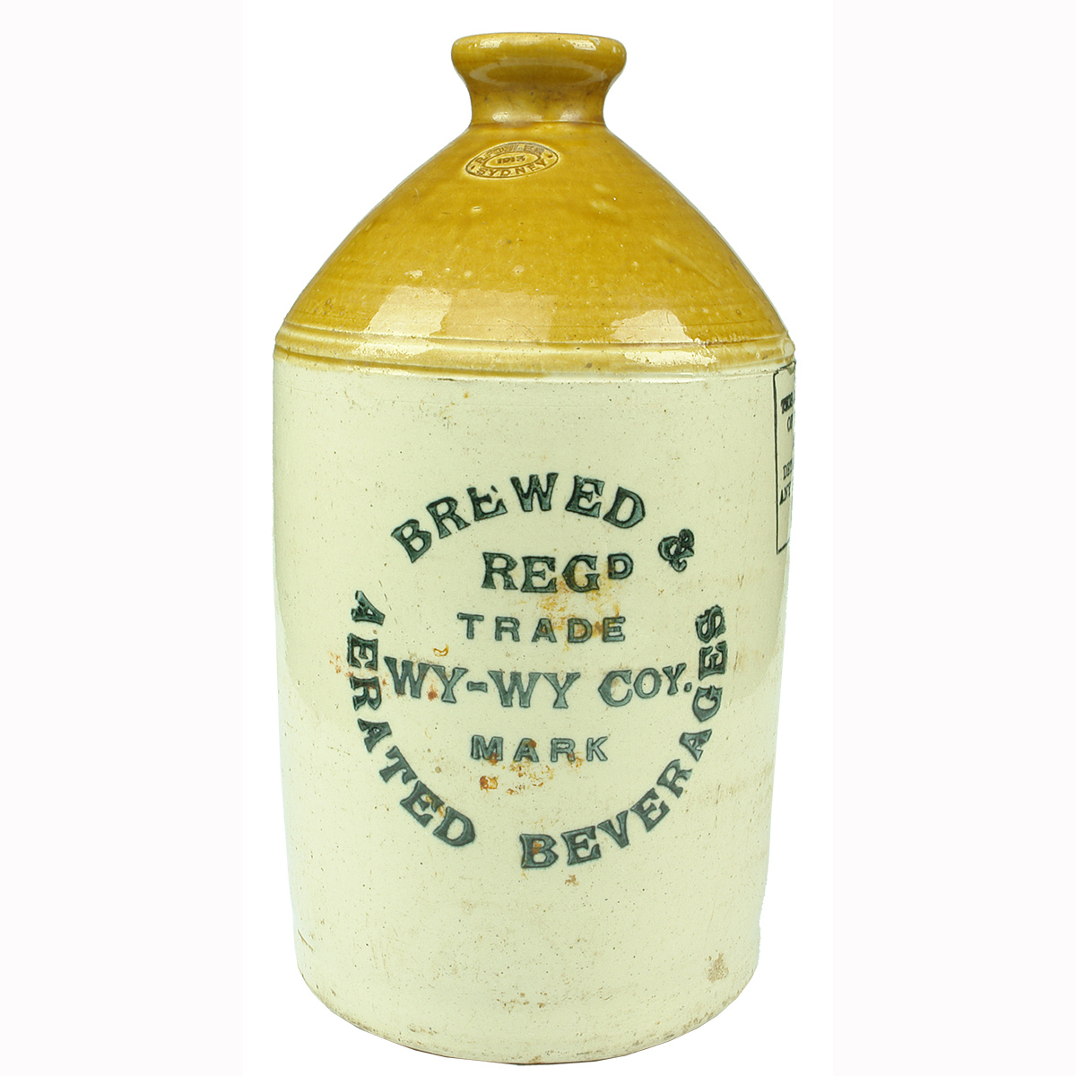 Demijohn. Wy-Wy Coy Brewed Aerated Beverages. One Gallon. (New South Wales)