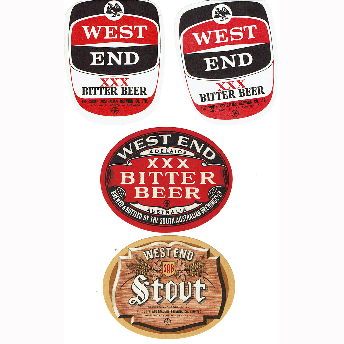 4 West End Beer Labels (South Australia)