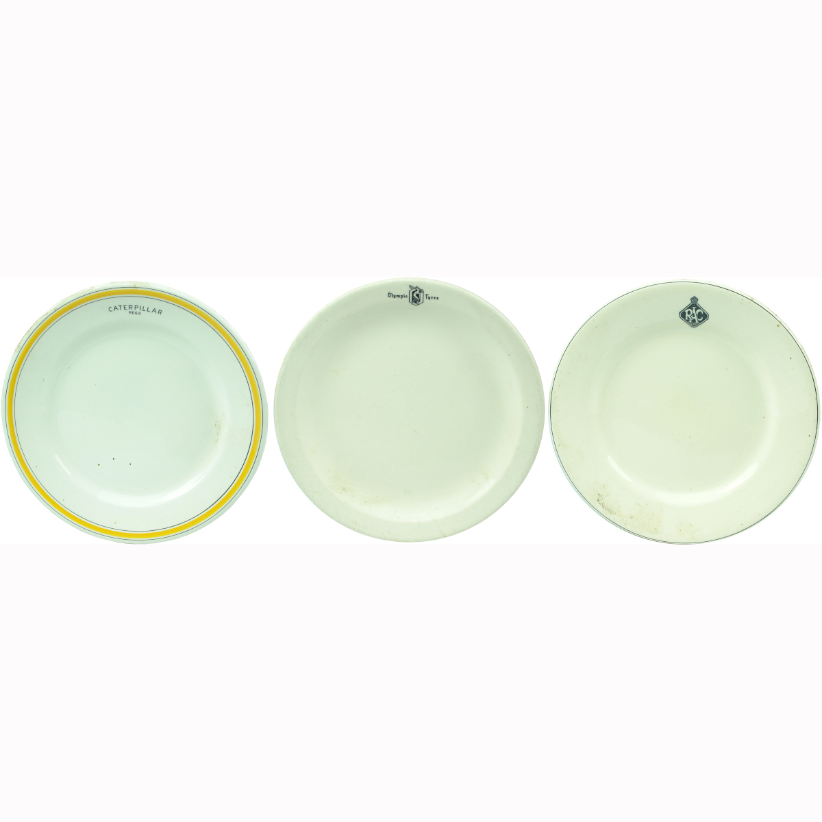 3 Pieces Hotelware: Caterpillar; Olympic Tyres; RACV. Steelite, Dynon plates.